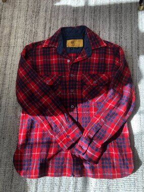 Red Vintage Wool Plaid Shirt